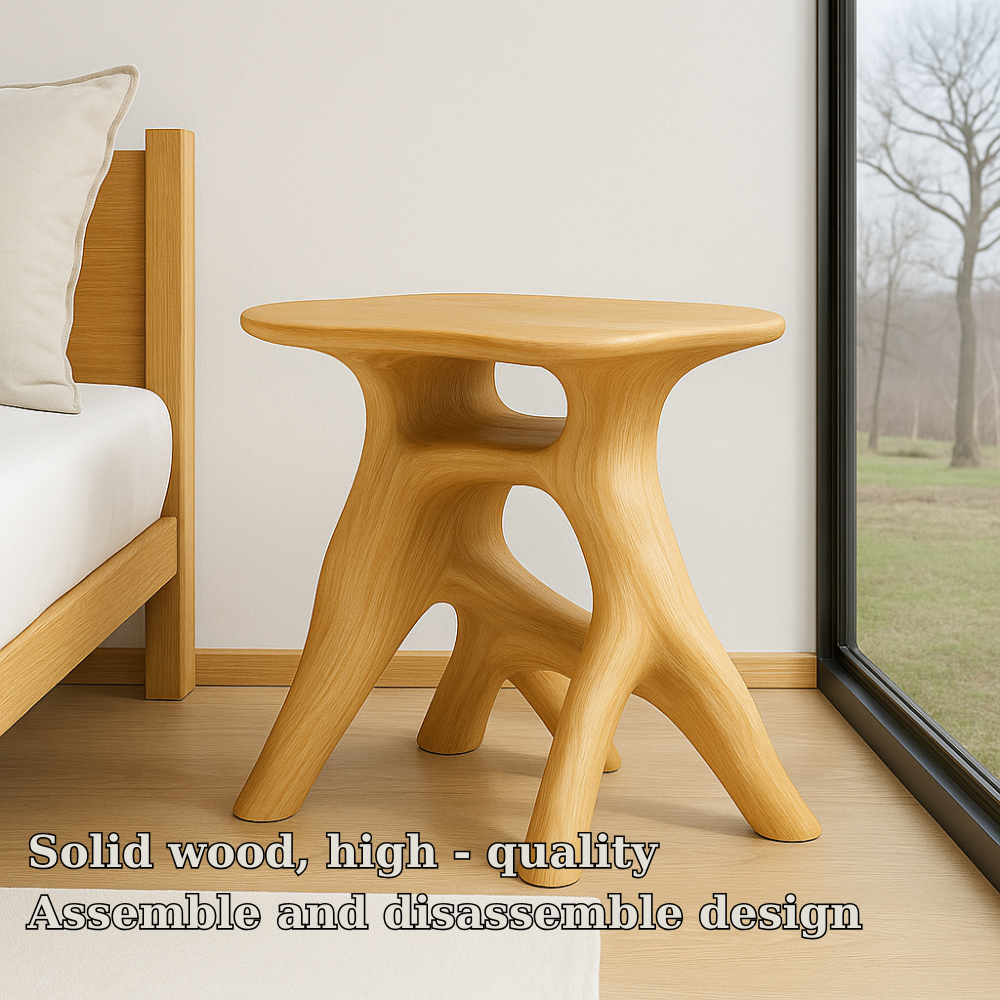 Handcrafted Solid Wood Nightstand – Sculpted Organic Bedside Table with Artistic Form Lynnsnail