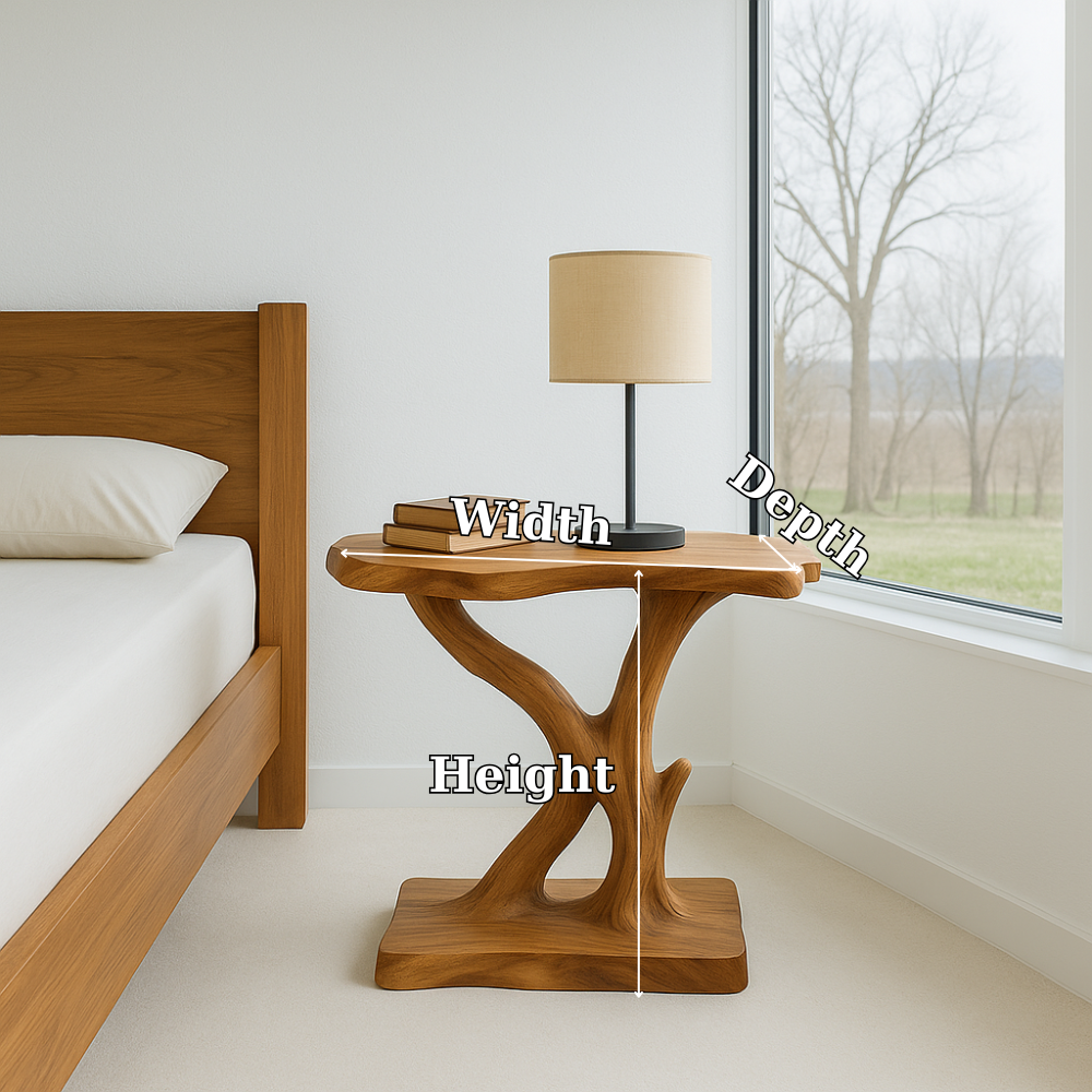 Handcrafted Solid Wood Nightstand – Sculptural Organic Bedside Table Design Lynnsnail