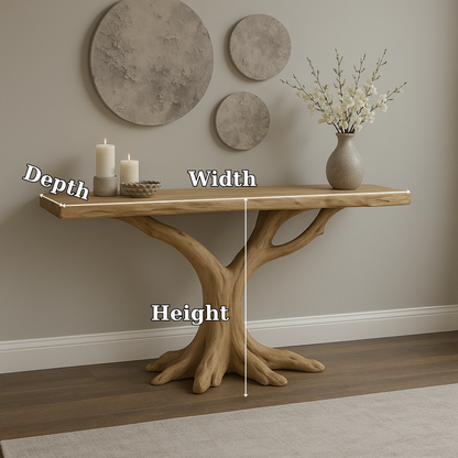 Handcrafted Solid Wood Console Table – Natural Tree Root Design for Modern Organic Interiors