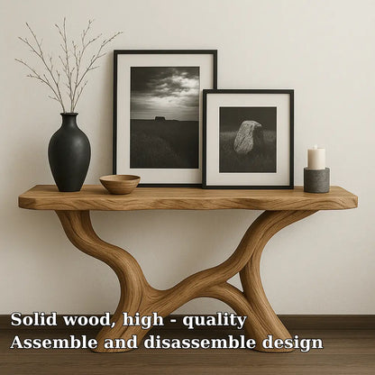 Handcrafted Solid Wood Console Table with Sculptural Organic Base – Modern Natural Furniture Lynnsnail