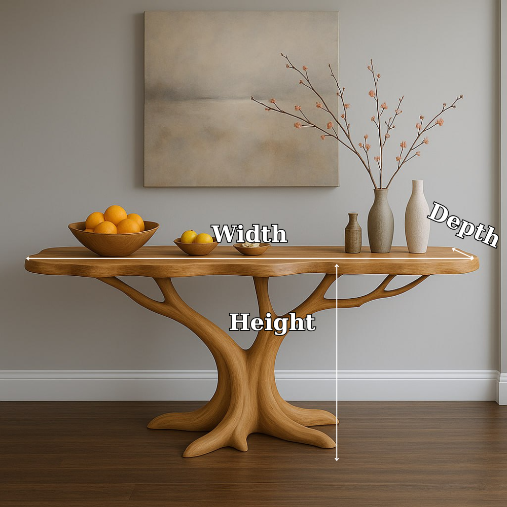 Handcrafted Solid Wood Console Table with Organic Tree-Inspired Base – Modern Natural Design Lynnsnail