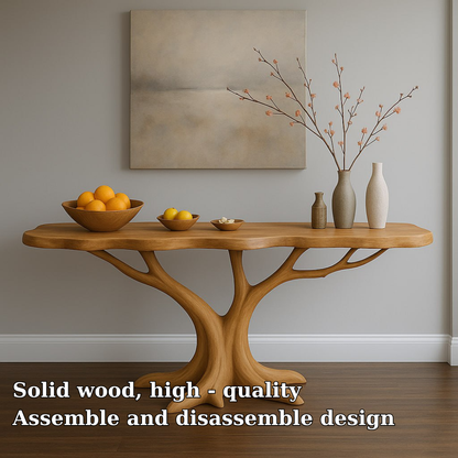 Handcrafted Solid Wood Console Table with Organic Tree-Inspired Base – Modern Natural Design Lynnsnail