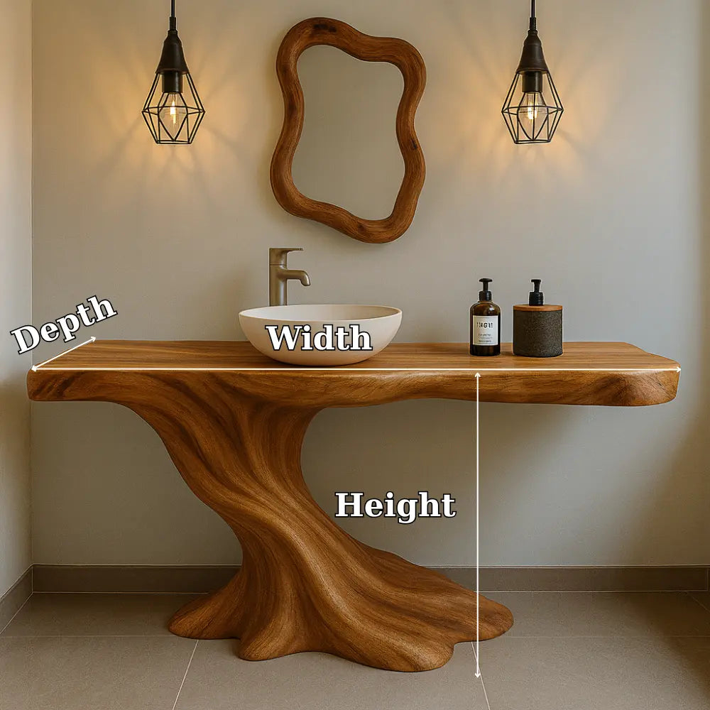Handcrafted Solid Wood Bathroom Vanity with Organic Flow Design – Modern Natural Aesthetic Lynnsnail
