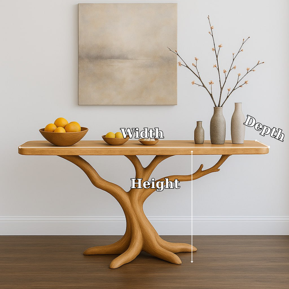 Handcrafted Solid Wood Console Table with Tree Branch Design – Organic Modern Entryway Furniture Lynnsnail