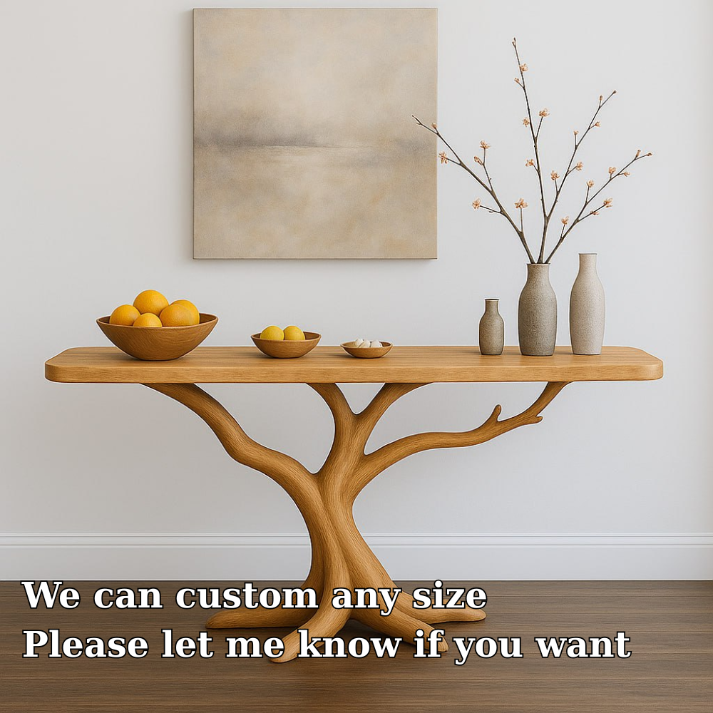 Handcrafted Solid Wood Console Table with Tree Branch Design – Organic Modern Entryway Furniture Lynnsnail