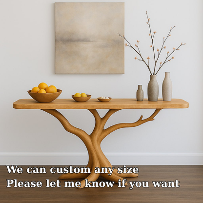 Handcrafted Solid Wood Console Table with Tree Branch Design – Organic Modern Entryway Furniture Lynnsnail