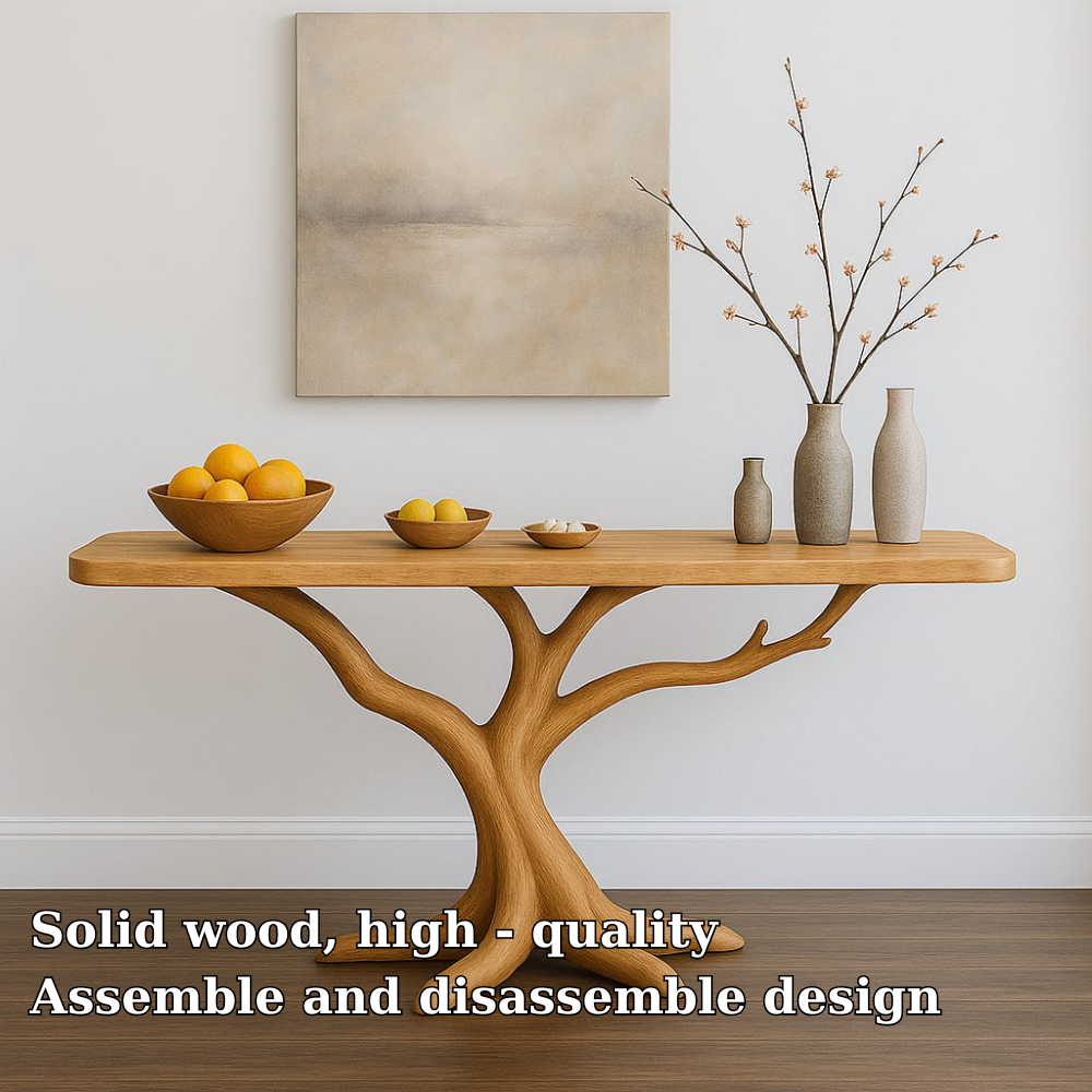 Handcrafted Solid Wood Console Table with Tree Branch Design – Organic Modern Entryway Furniture Lynnsnail