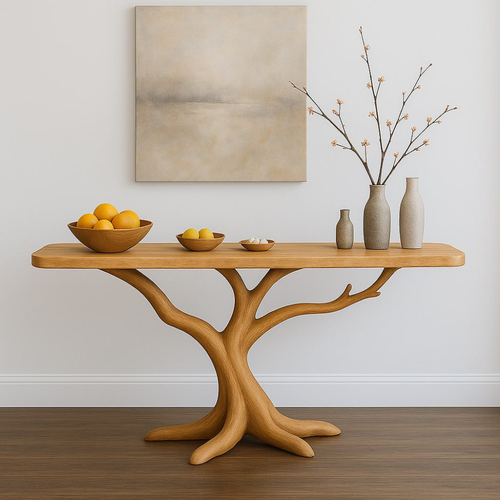 Handcrafted Solid Wood Console Table with Tree Branch Design – Organic Modern Entryway Furniture Lynnsnail