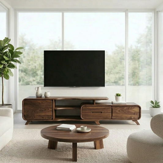 Solid Wood TV Cabinet Light Oak – Modern Minimalist Media Console