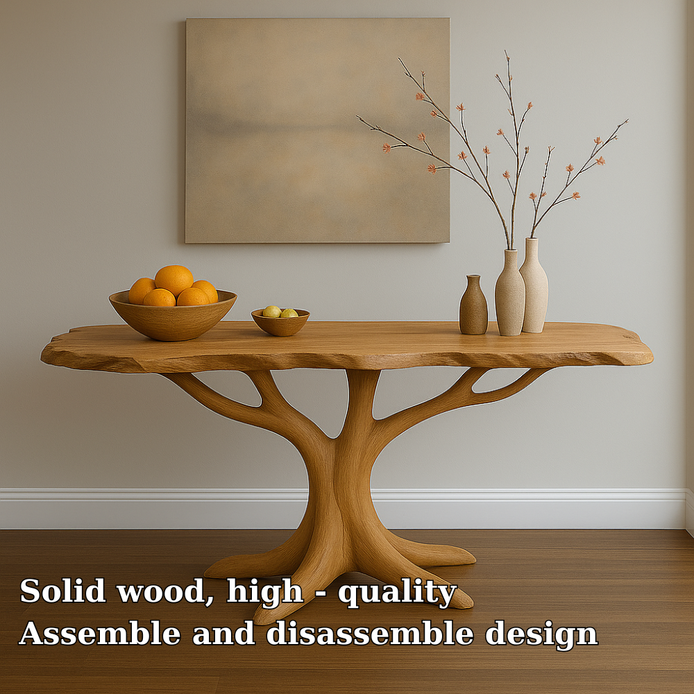 Handcrafted Solid Wood Console Table with Organic Tree Shape – Modern Natural Art Furniture Lynnsnail