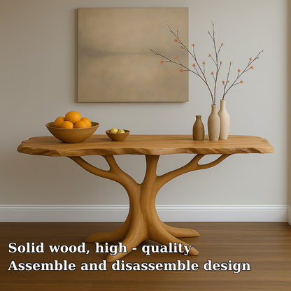Handcrafted Solid Wood Console Table with Organic Tree Shape – Modern Natural Art Furniture Lynnsnail
