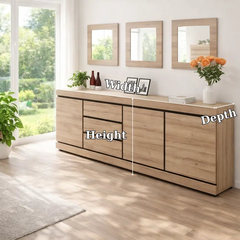Modern Console Table with Drawers & Cabinet Storage Lynnsnail