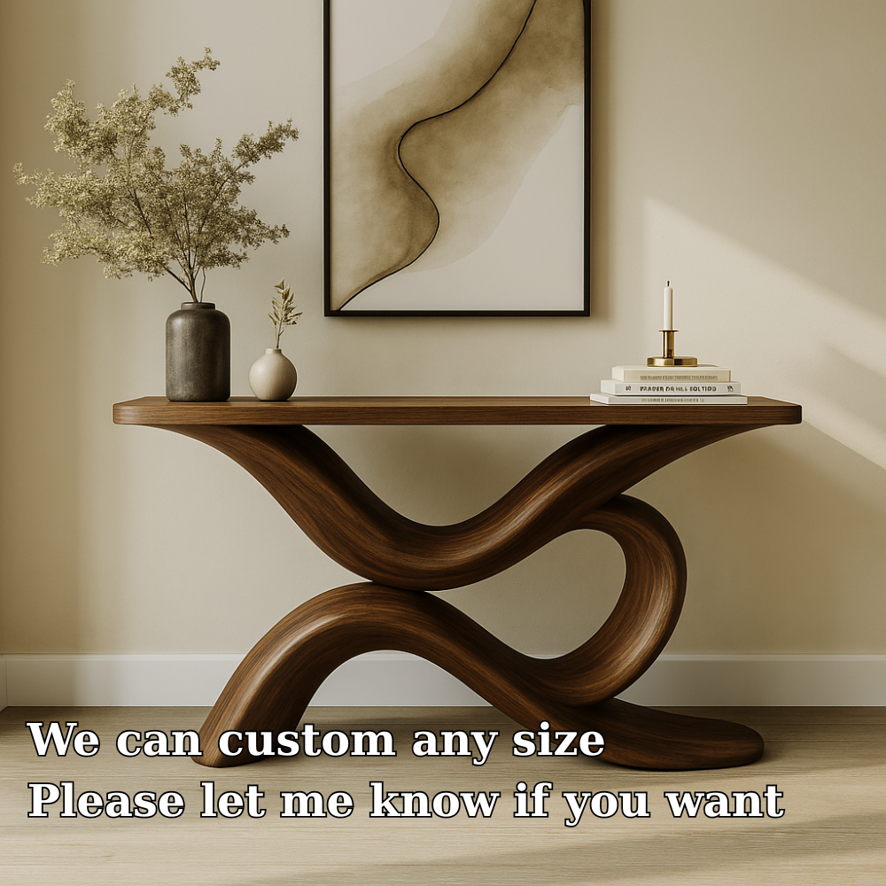 Handcrafted Solid Wood Console Table – Sculptural Modern Design for Entryway or Living Room Lynnsnail