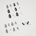 Black & White Snake Press-On Nails – Matte Almond Shape – Leaf & Reptile Art
