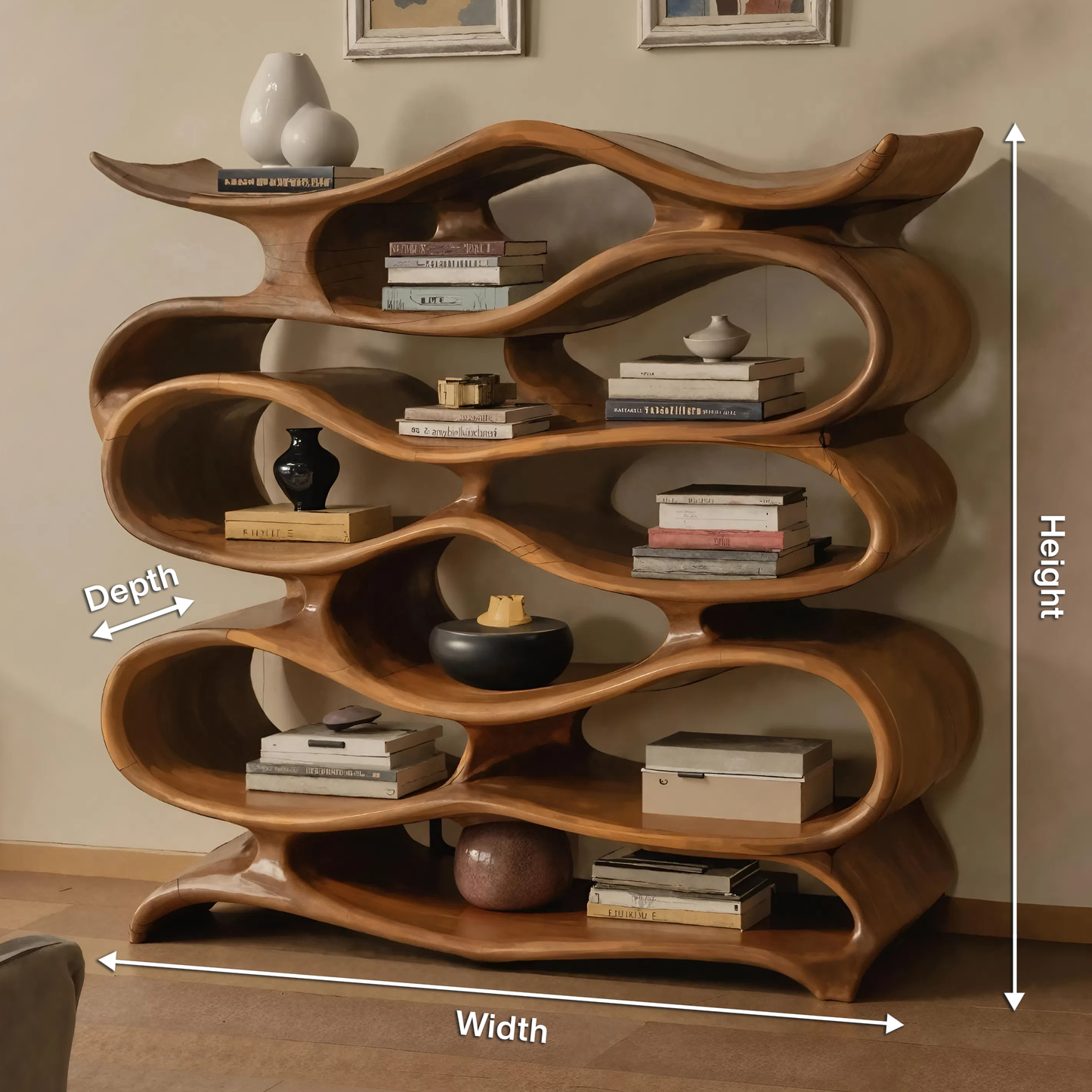 Sculptural Bookshelf Cabinet For Living Room And Office Lynnsnail
