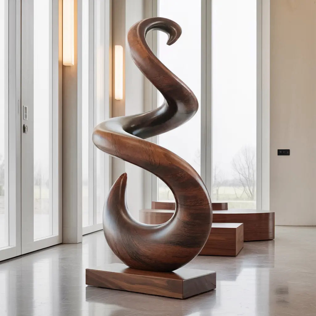 Hand Carved Abstract Wooden Sculpture For Yard Decor Lynnsnail