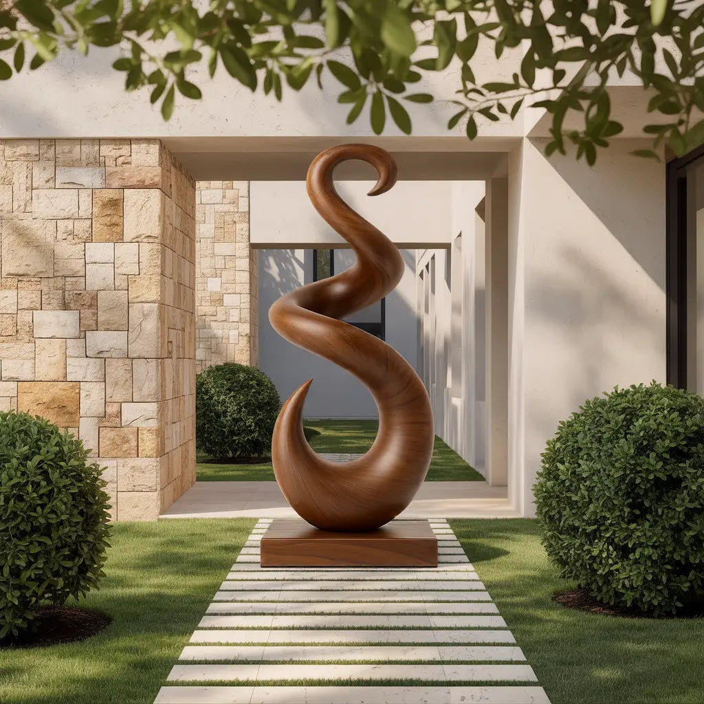 Hand Carved Abstract Wooden Sculpture For Yard Decor Lynnsnail