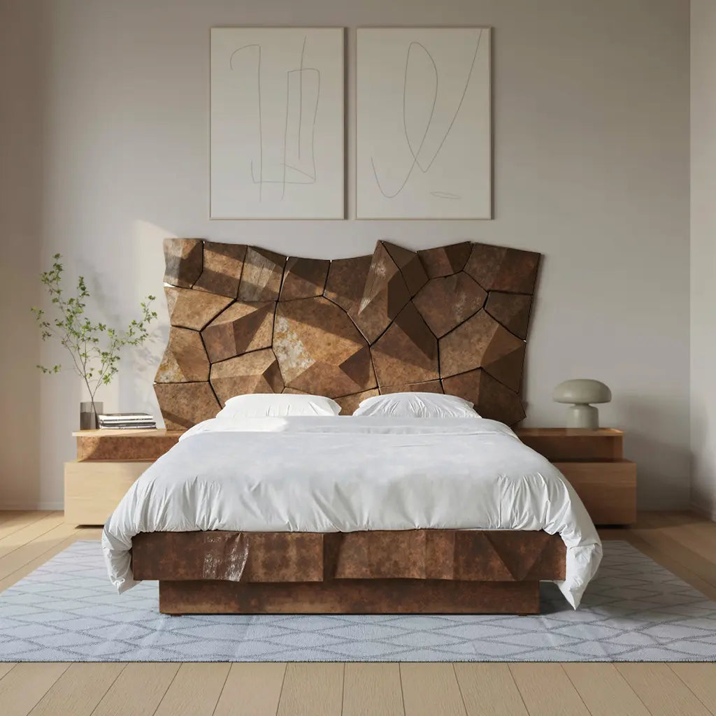 Sculptural Geometric Bed Frame For Modern Bedroom Lynnsnail