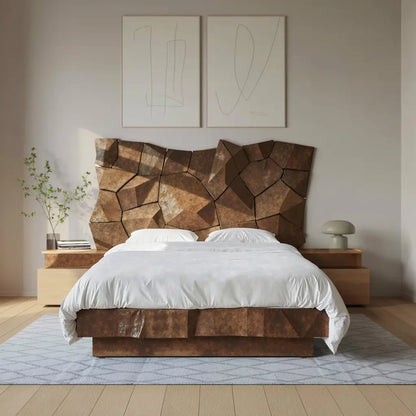 Sculptural Geometric Bed Frame For Modern Bedroom Lynnsnail