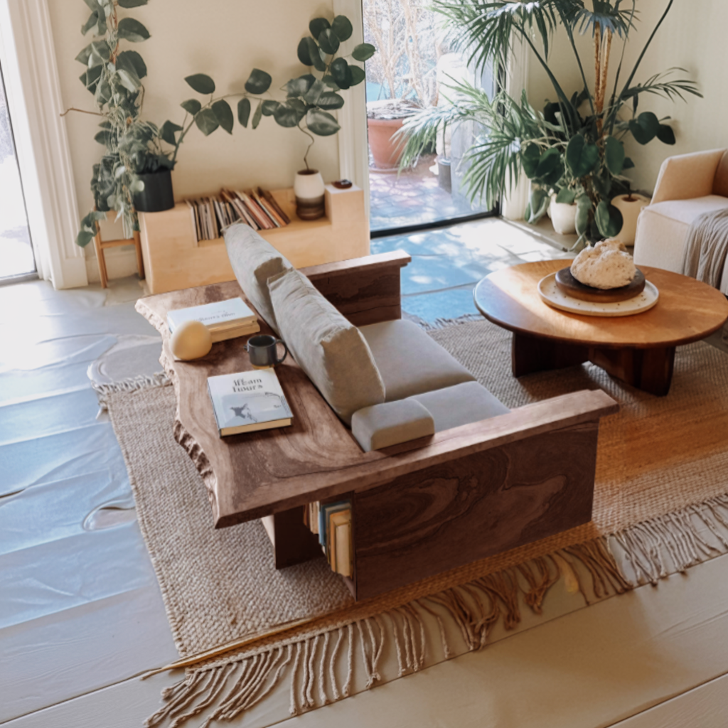 Contemporary Sofa With Built In Side Table For Living Room Lynnsnail