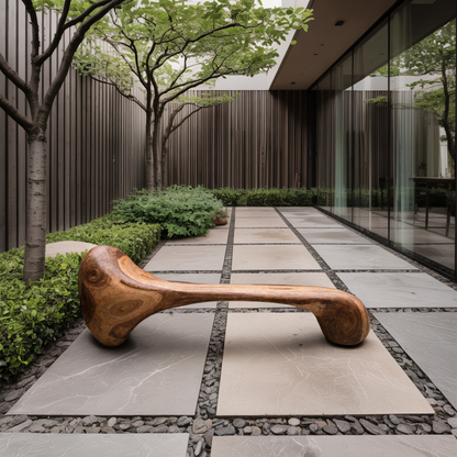 Sculptural Wood Bench For Garden Poolside Or Patio Lynnsnail