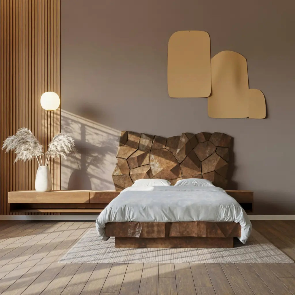 Sculptural Geometric Bed Frame For Modern Bedroom Lynnsnail