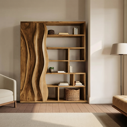 Modern Bookshelf With Wave Door For Home Decor Lynnsnail