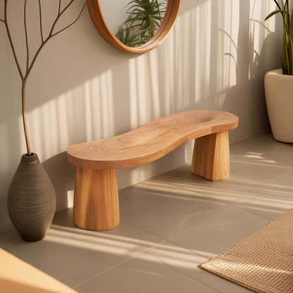 Organic Curved Wood Bench For Garden Or Entryway Lynnsnail