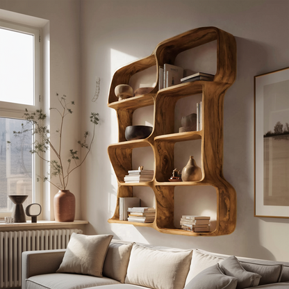 Modern Sculptural Floating Bookshelf For Bedroom Or Living Room Lynnsnail