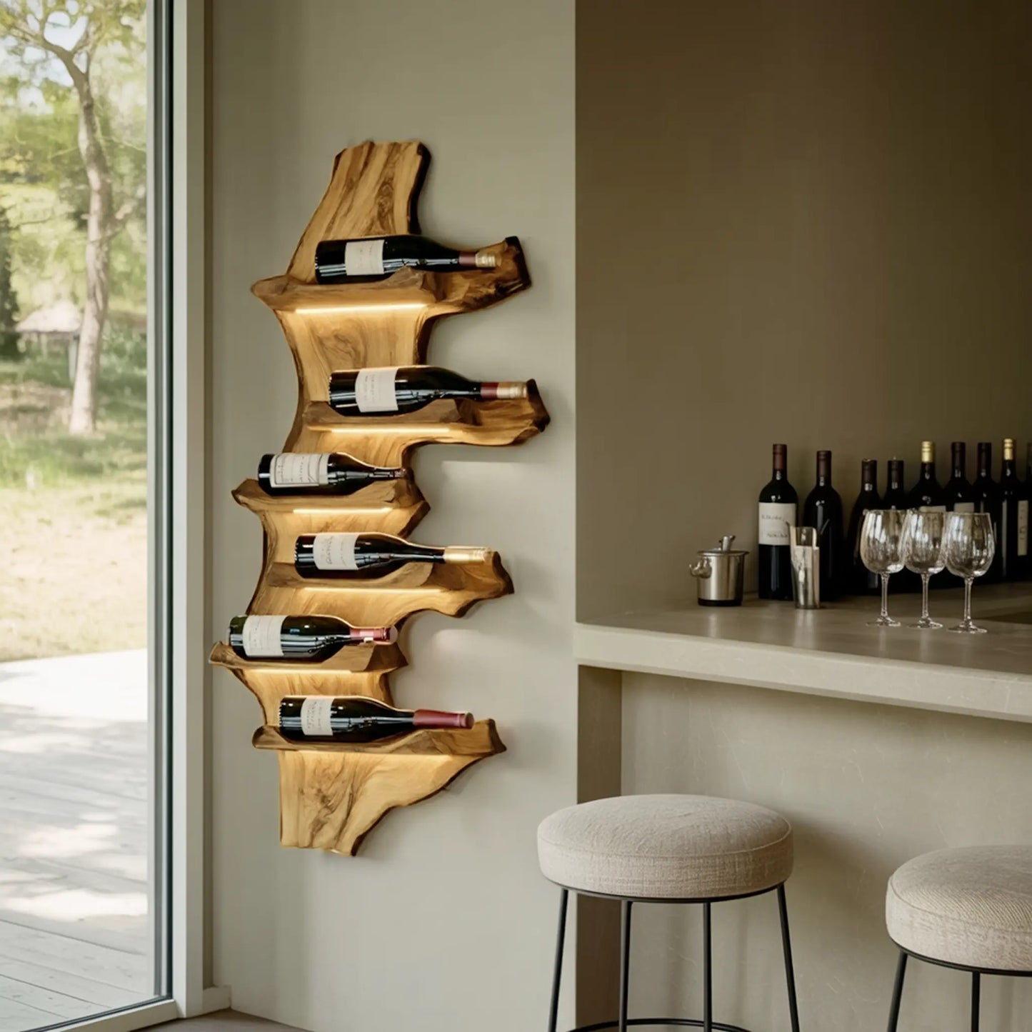 Farmhouse Live Edge Wine Holder For Entryway Furniture Decor Lynnsnail