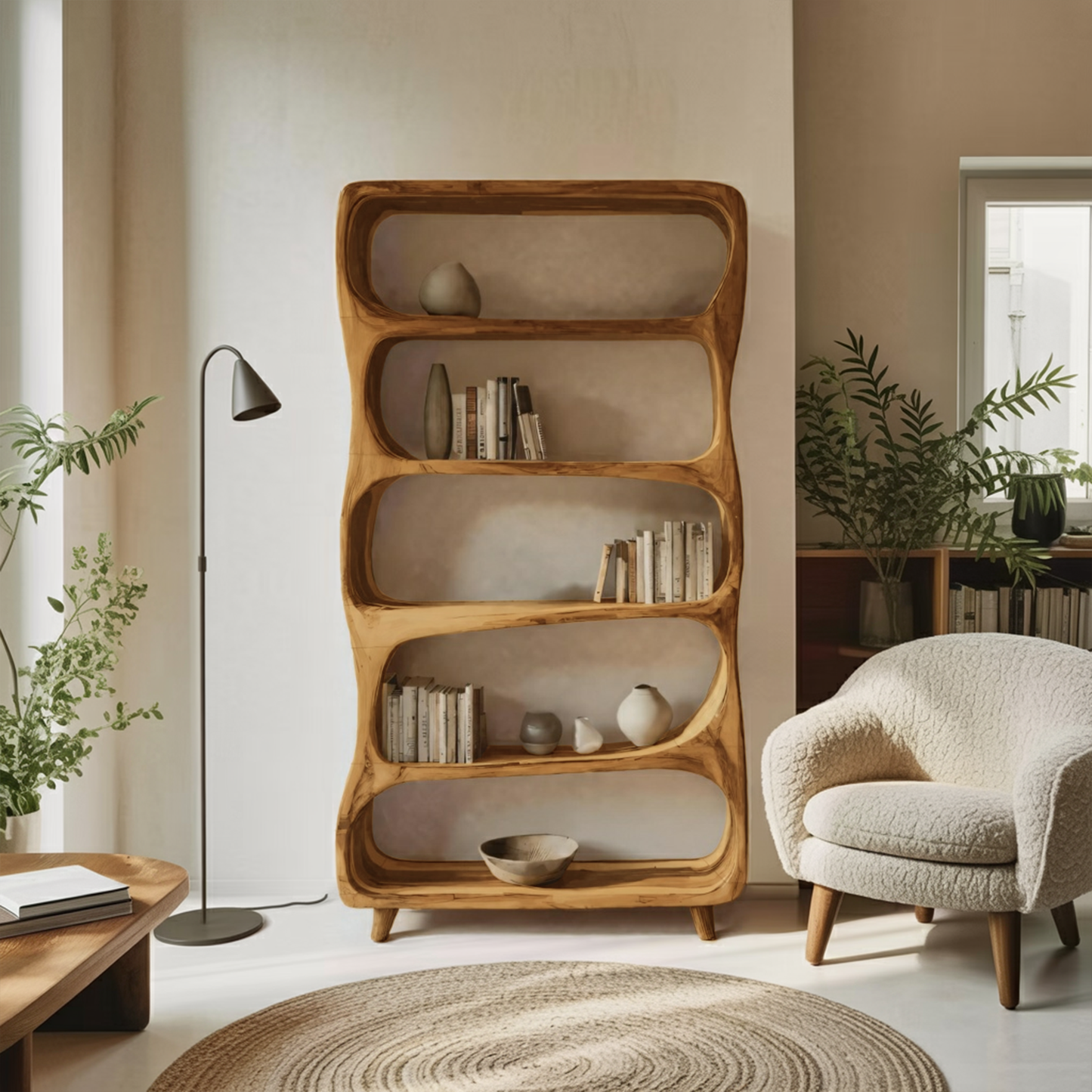 Handcrafted Bookshelf With Open Shelving Unit For Living Room Lynnsnail