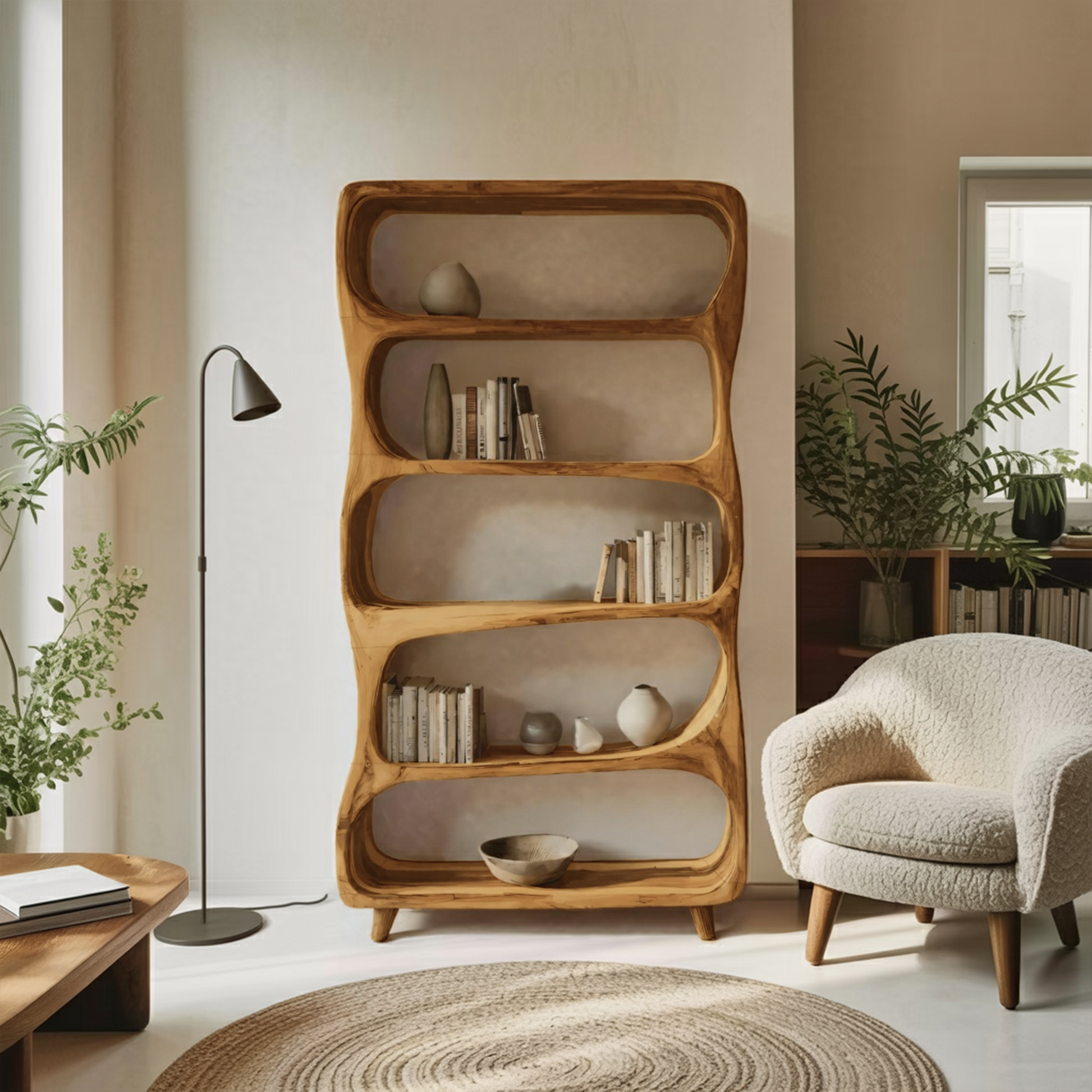 Handcrafted Bookshelf With Open Shelving Unit For Living Room Lynnsnail