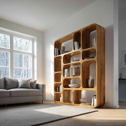 Modern Wall Bookshelf Multiple Compartments For Living Room Lynnsnail