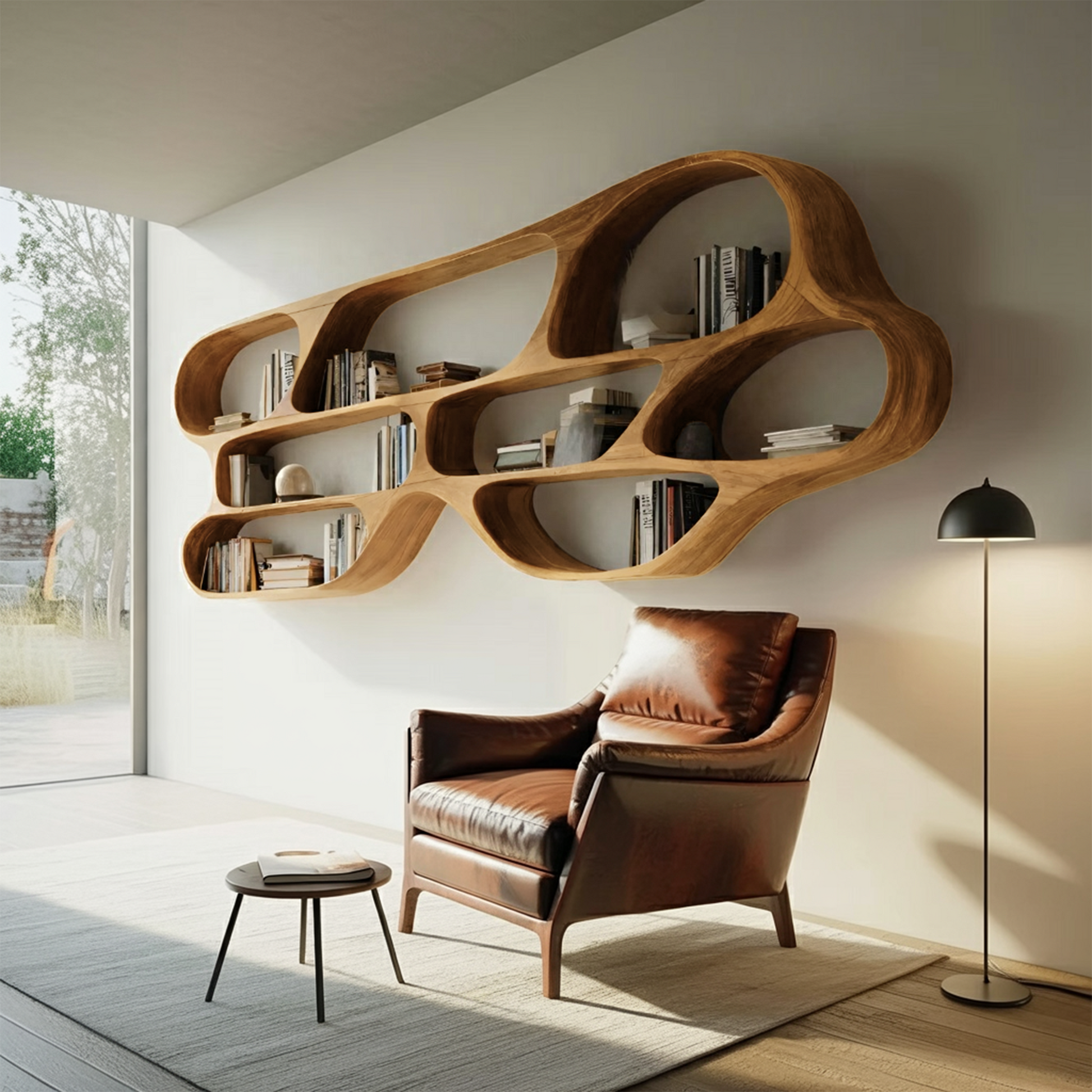 Organic Wall Bookcase For Bedroom Interior Design Lynnsnail