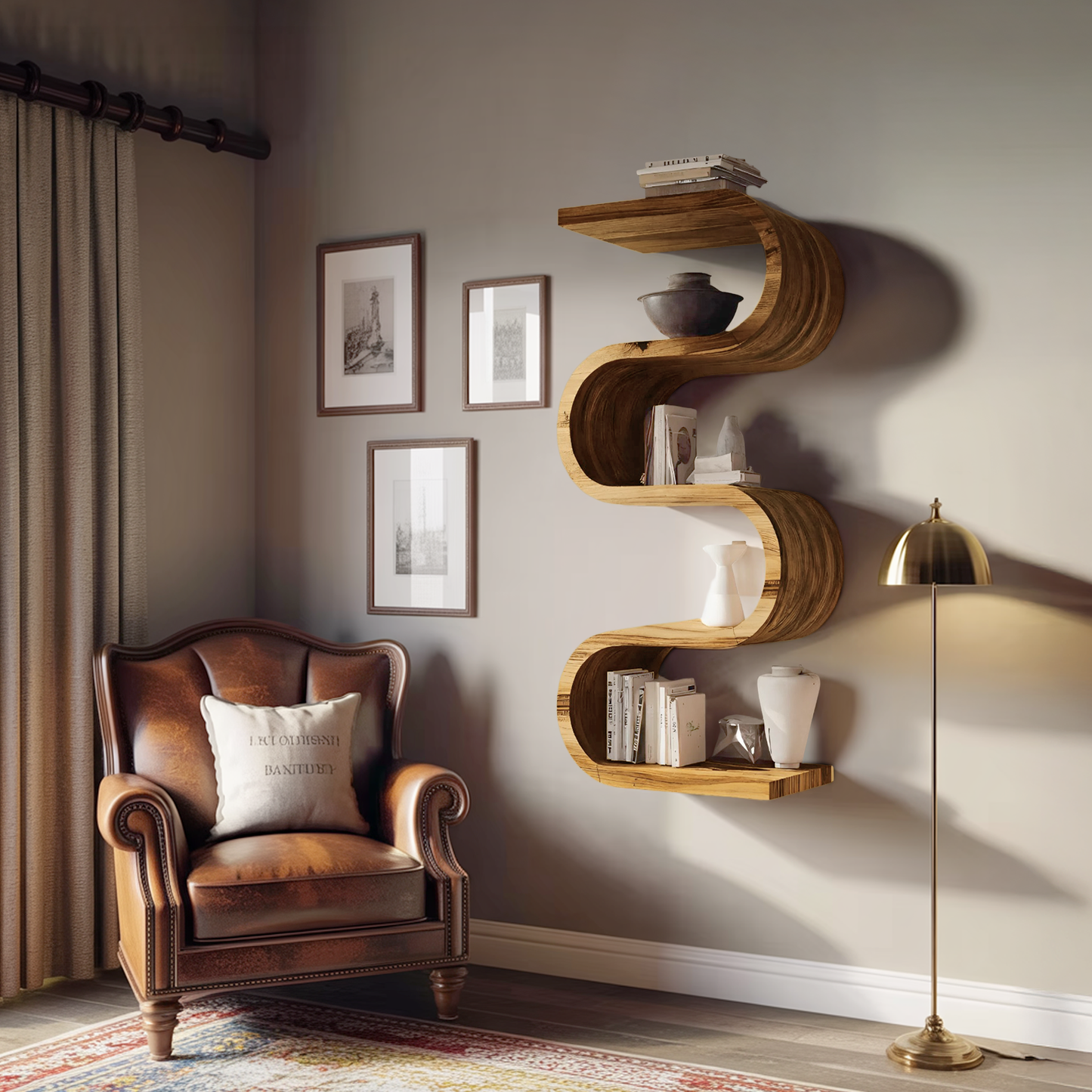Handcrafted Vertical Wall Bookshelf For Living Or Bedroom Lynnsnail