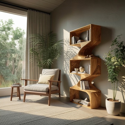 Modern Sculptural Wall Bookcase For Living Room Or Office Lynnsnail