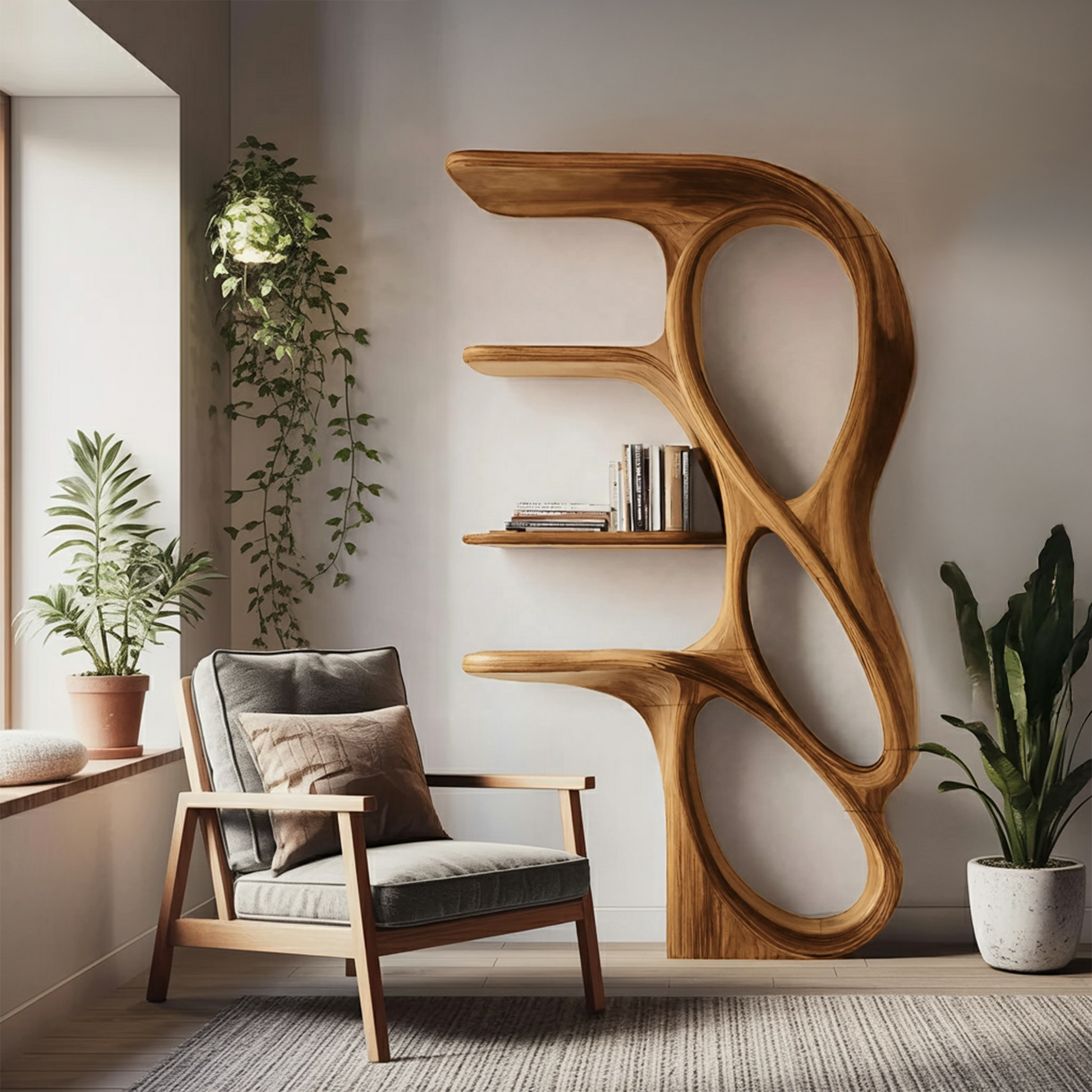 Contemporary Art Bookshelf For Living Room Decor Lynnsnail