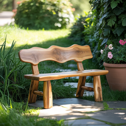 Rustic Garden Bench Live Edge Outdoor Seating For Patio Courtyard And Backyard Lynnsnail