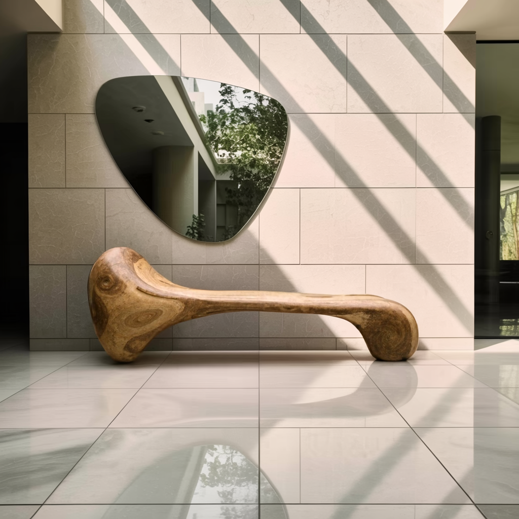 Sculptural Wood Bench For Garden Poolside Or Patio Lynnsnail