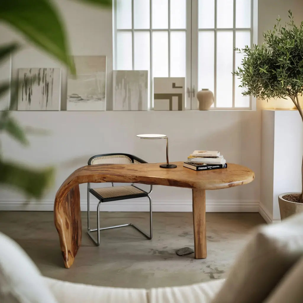 Live Edge Desk With Organic Curved Design For Home Office And Workspace Lynnsnail