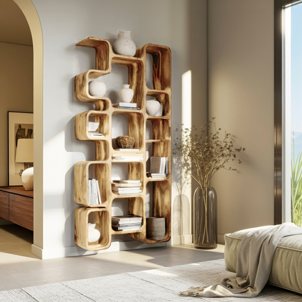 Modern Bookshelf With Integrated Compartments For Living Room Lynnsnail