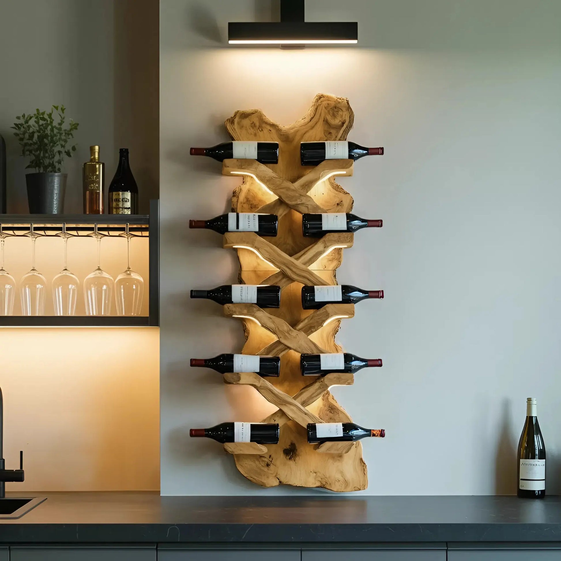 Handcrafted Solid Wood Wine Rack For Bar Decor And Storage Lynnsnail