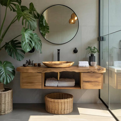 Natural Wood Floating Vanity For Bathroom Upgrade Lynnsnail