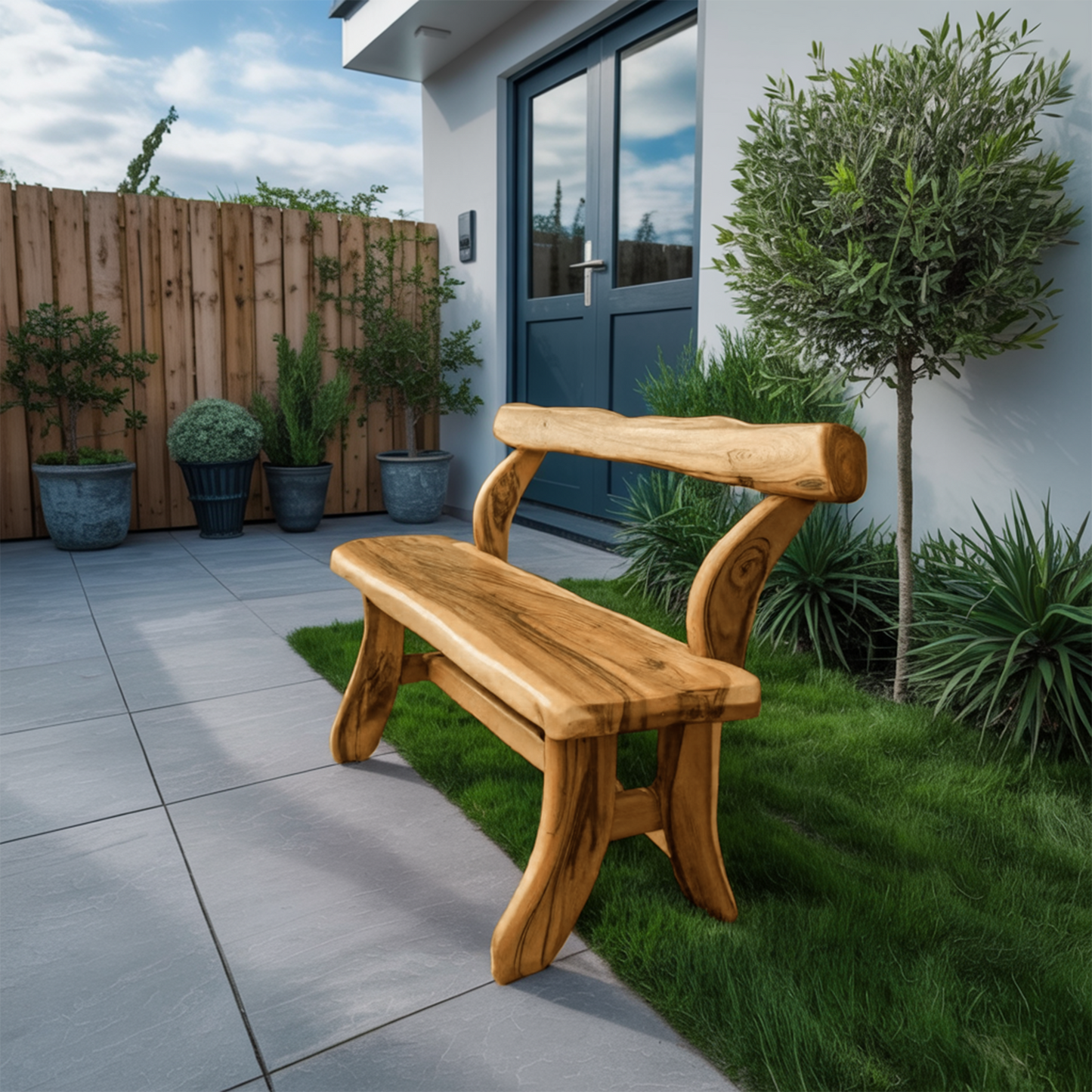 Rustic Garden Bench With Curved Seat For Patio Pathway And Front Porch Lynnsnail