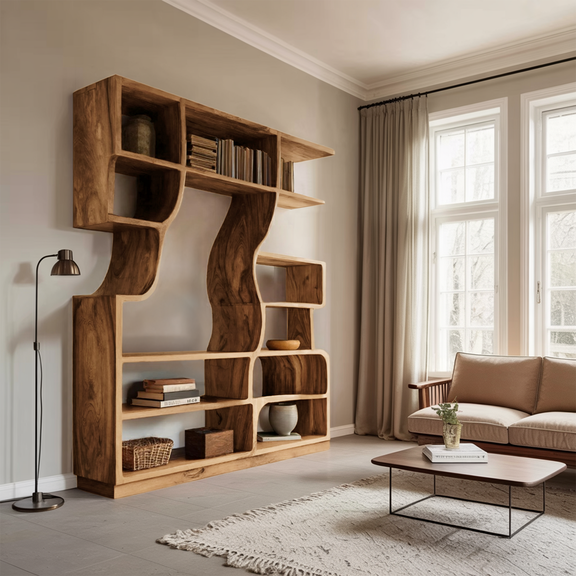 Artisan Carved Bookshelf For Modern Interior Lynnsnail