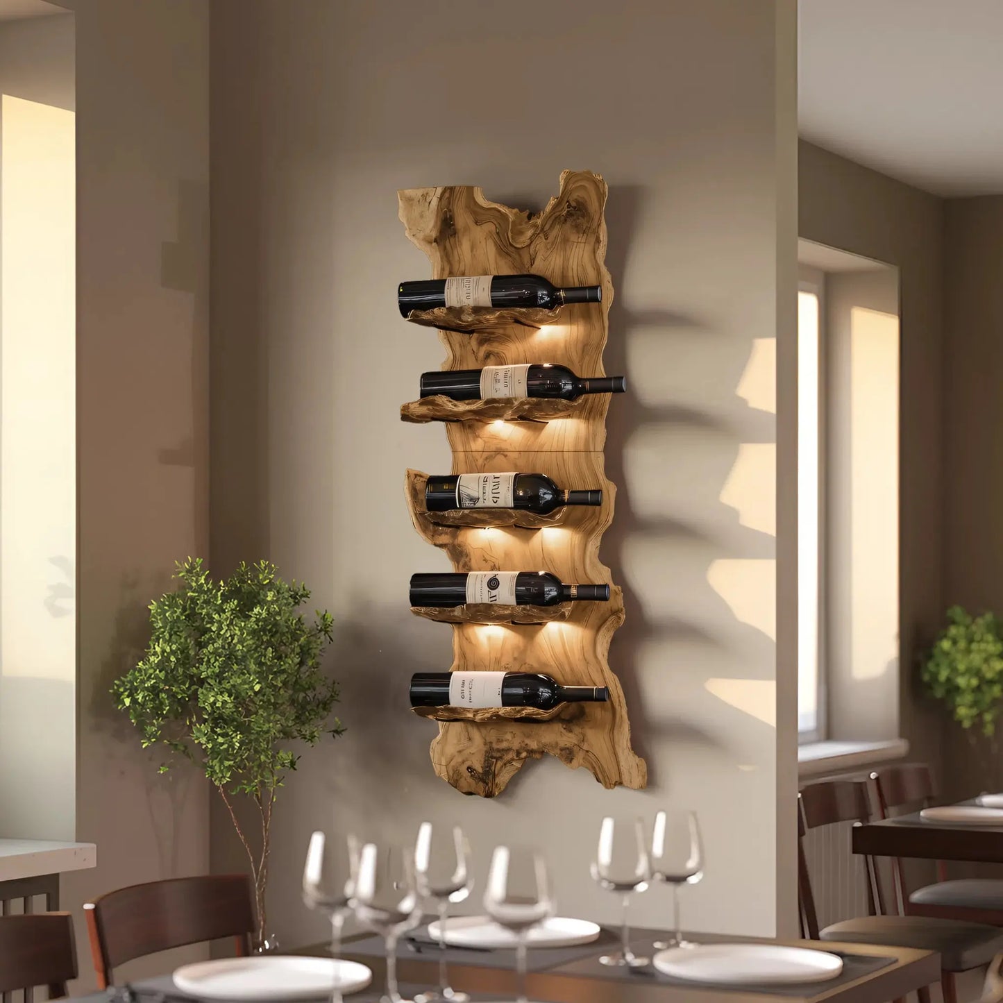 Modern Wooden Live Edge Wine Holder For Entryway Furniture Lynnsnail