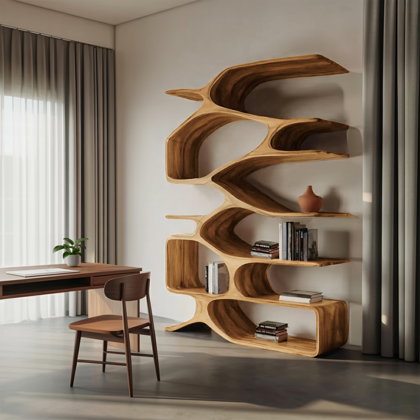Organic Sculptural Bookshelf For Living Decor Lynnsnail