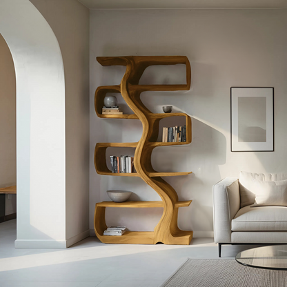 Organic Sculptural Bookshelf With Wavy Design For Living Room Lynnsnail