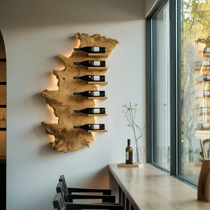 Handcrafted Wooden Live Edge Wine Holder For Bar Display Art Lynnsnail