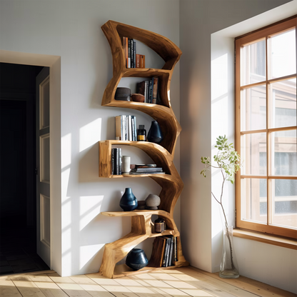 Modern Bookshelf With Curved Design For Study Lynnsnail